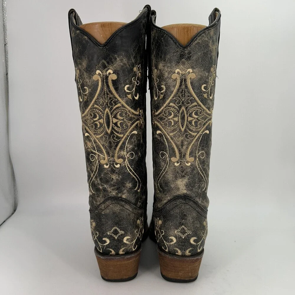 Circle G Boots Womens Size 7.5 L5048 Embroidered Crackle Western Cowgirl Leather